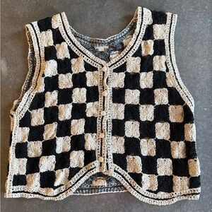 Crochet Checkered Vest